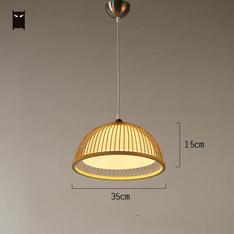 Круглый бамбуковый Плетеный тент из ротанга подвесной светильник японский