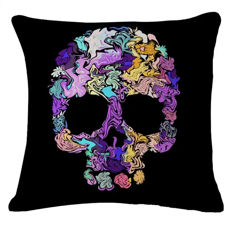 

Best-selling new horror series skull pattern linen square sofa cushion cover home hug pillowcase ladies fashion pillow covers