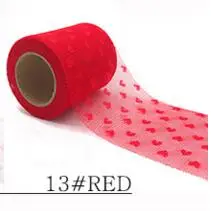 red 7,5 см* 10 ярдов любовь Тюль катушка ремесло органзы DIY Runner Тюль рулоны марля для свадебной вечеринки Рождество украшения - Цвет: red