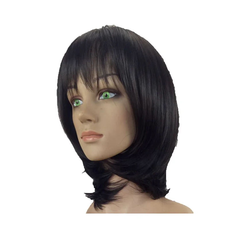 HAIRJOY женский парик из синтетических волос полная челка коричневый смешанный Короткий прямой парик Боб Прическа 3 цвета