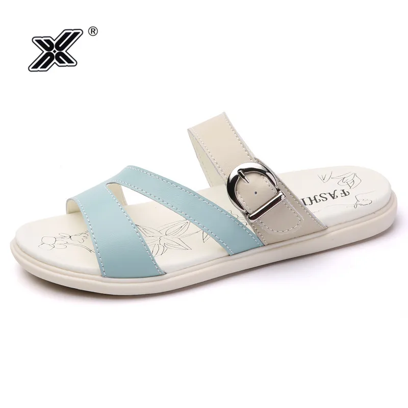 Женские сандалии гладиаторы на плоской подошве синие кожаные сверхлегкие