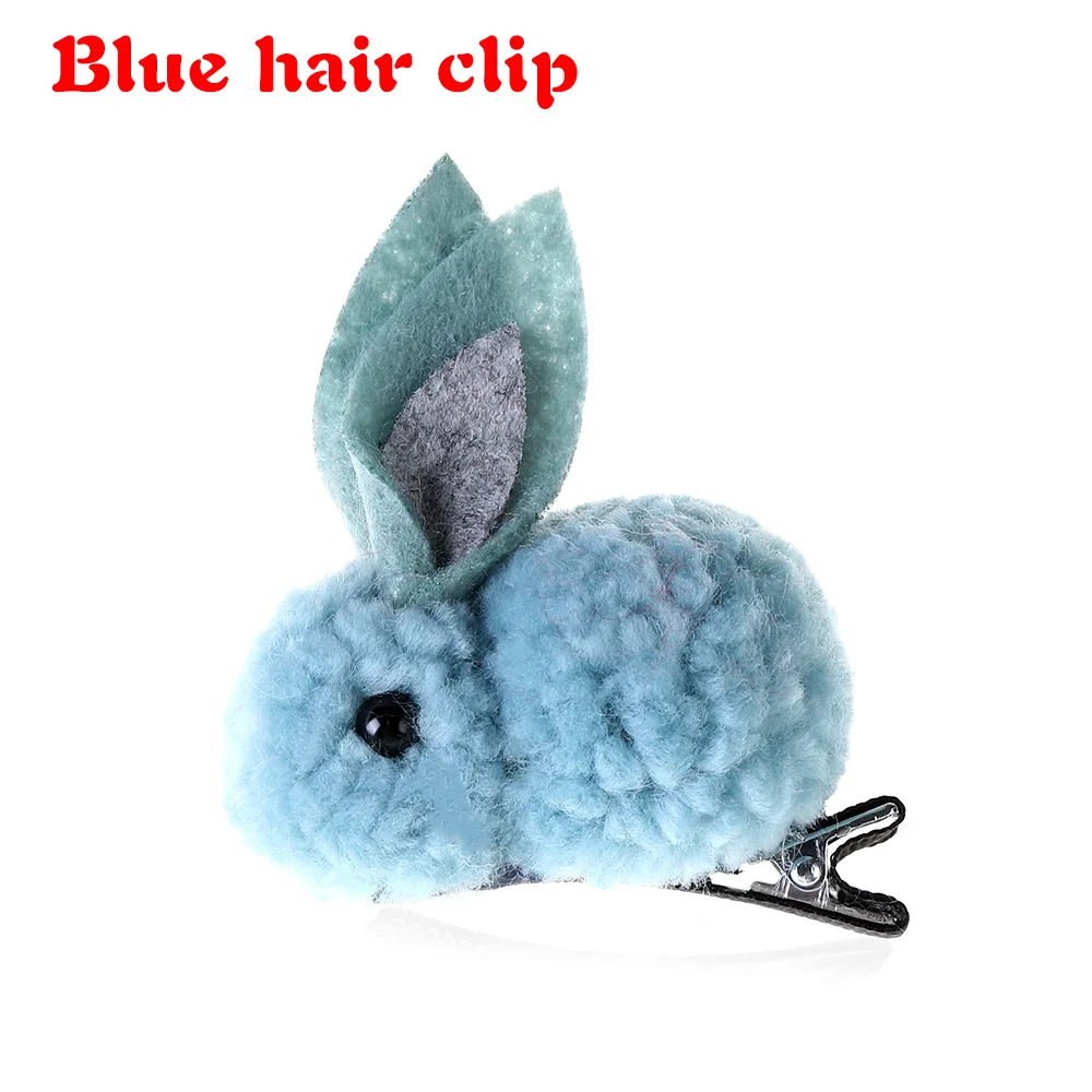 blue Корейские милые девочки плюшевые кролики заколка для волос женская канатная Резиновая лента конский хвост держатель 3D Животные детские заколки аксессуары для волос - Цвет: blue