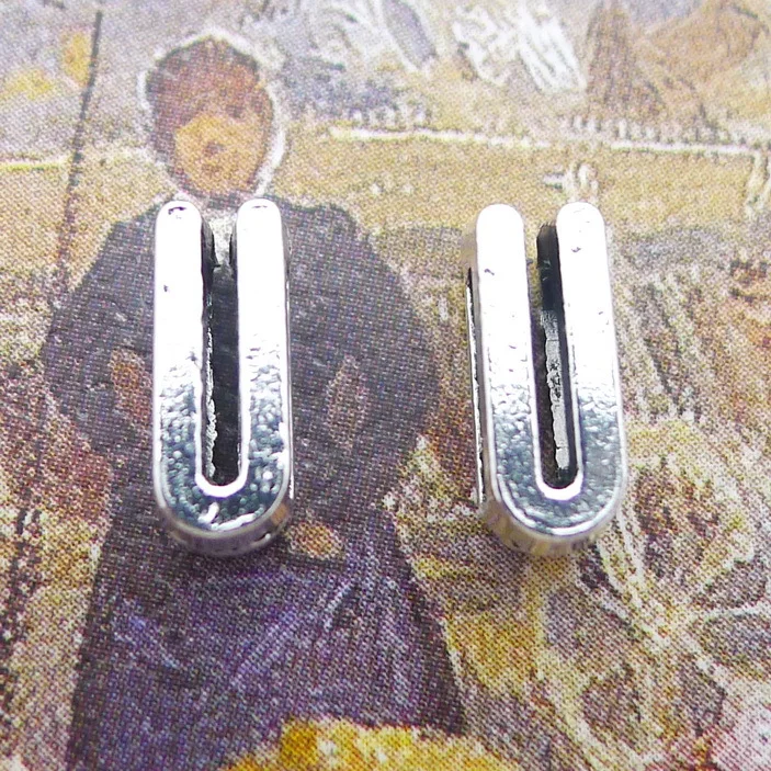 

250pcs Charm letter U hole bead 6*10mm Antique silver Handmade Jewelry Making DIY Supplies European Alloy accessories Hot