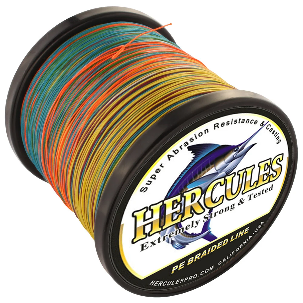 Hercules плетеная рыболовная леска 8 разноцветных нитей 100 м 300 500 1000 1500 2000