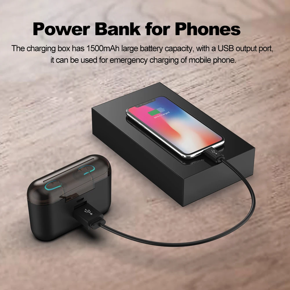 HBQ Q32 наушники вкладыши TWS Bluetooth 5 0 1500 мАч зарядным устройством Аварийная зарядка