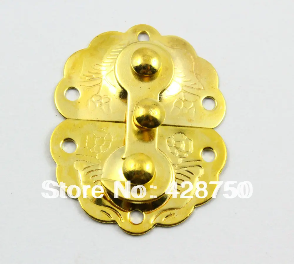 

Gold Jewelry Box Hasp Latch Lock 34x45mm with Screws