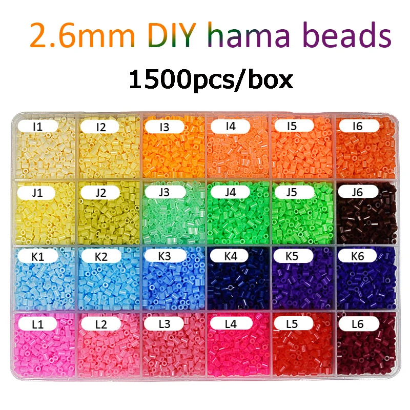 DOLLRYGA 2,6 мм, 1500 шт, 72 цвета, бусины для детей, Хама, бусины Perler, сделай сам, пазлы, Горох, высокое качество, ручная работа, подарки для девочек, детские игрушки