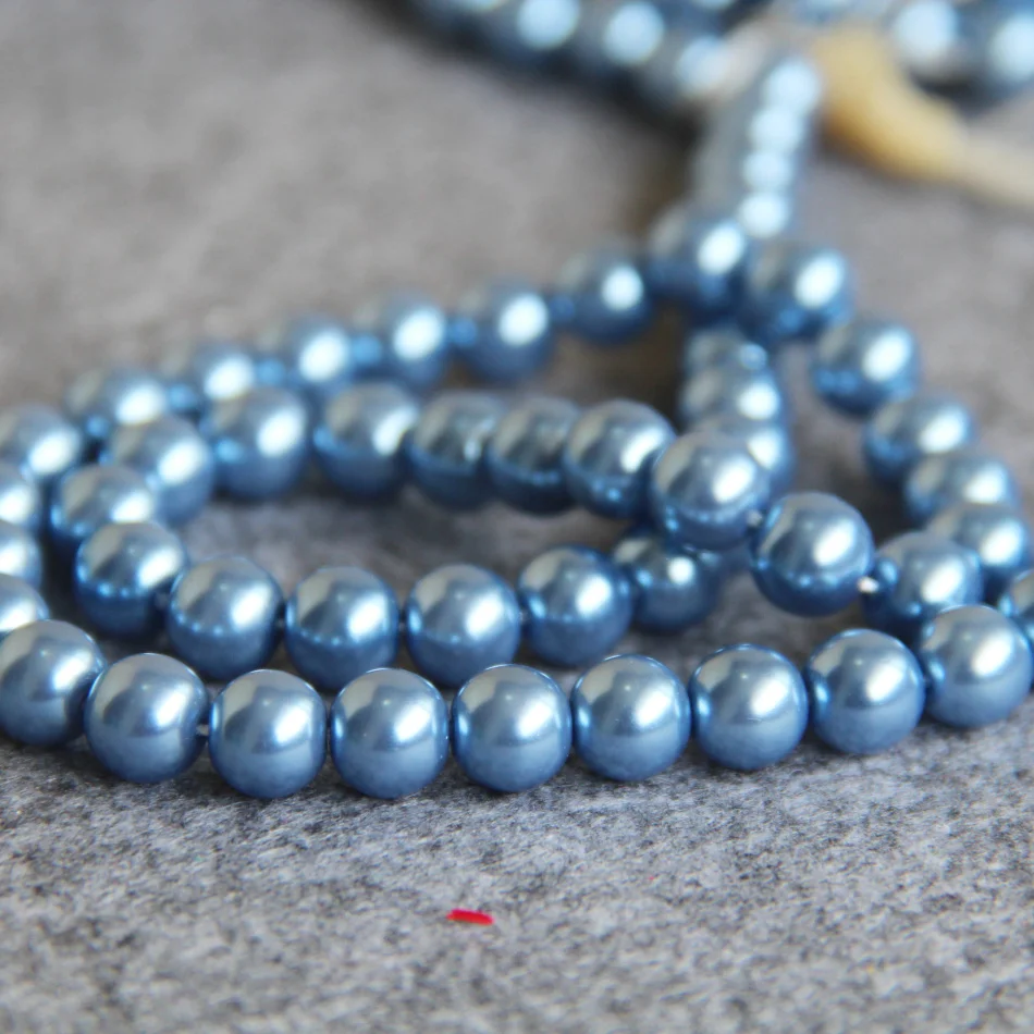 

New 8mm Light Blue Shell Glass Round beads DIY gift for women girl loose beads 15inch 2pc/lot Jewelry making design wholesale
