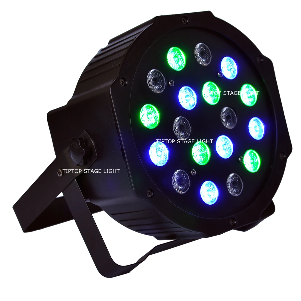 Плоский сценический светодиодный RGB светильник TIPTOP 18x3 Вт DMX512 3/6 каналов реальная