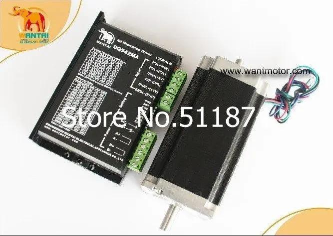 Комплект питания! Шаговый двигатель Wantai 2 Axis Nema 23 двойной вал 57BYGH115 003B 425oz in + Драйвер DQ542MA 4.2A 50V 125Micro 3D