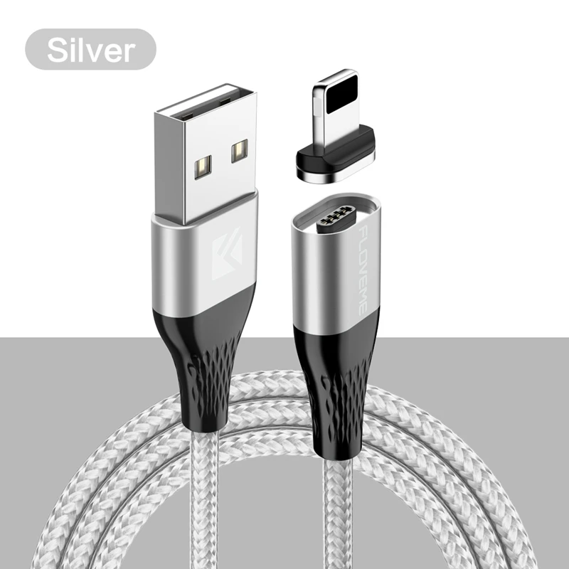 Silver Color Магнитный зарядный кабель FLOVEME 3A для iPhone, кабель Micro usb type-C, магнитный кабель для быстрой зарядки, кабель Micro usb type-C для samsung - Цвет: Silver Color
