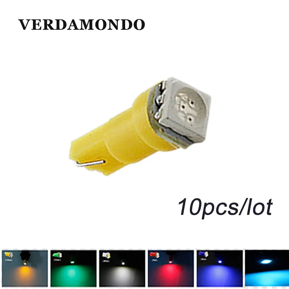 

10Pcs T5 LED Car Dash Bulbs 5050 1SMD Wedge Interior Dashboard Gauge Warning Indicator Light DC 12V Auto Instrument Panel Lamp