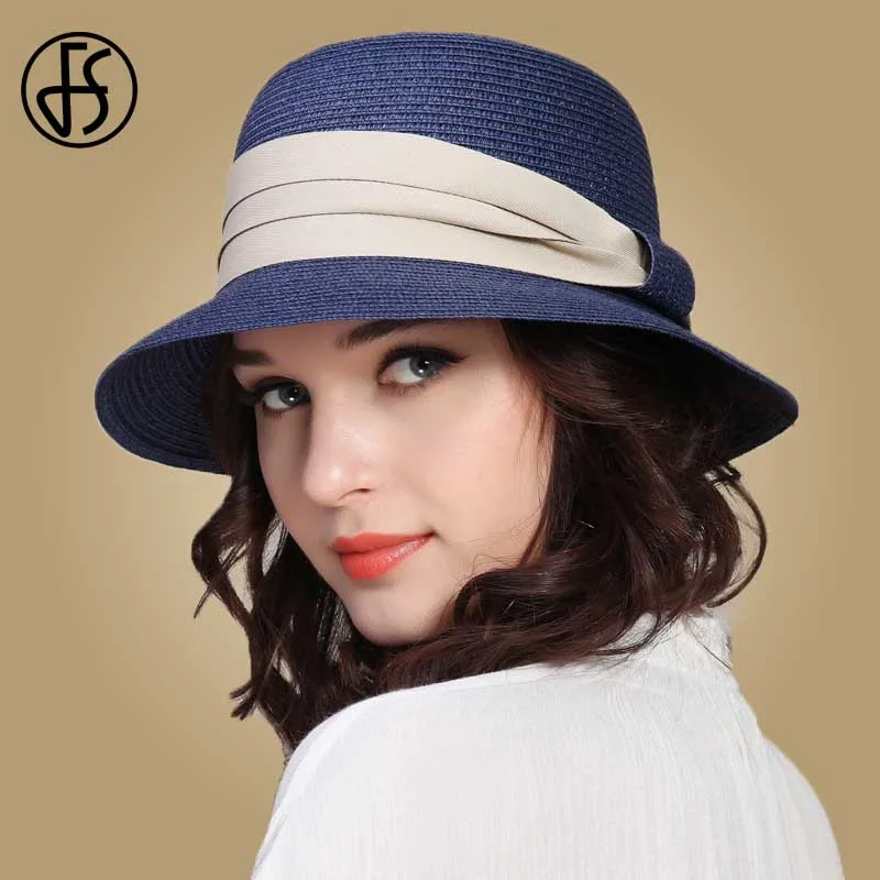 Женская Соломенная шляпка с широкими полями FS складывающаяся пляжная бантом и