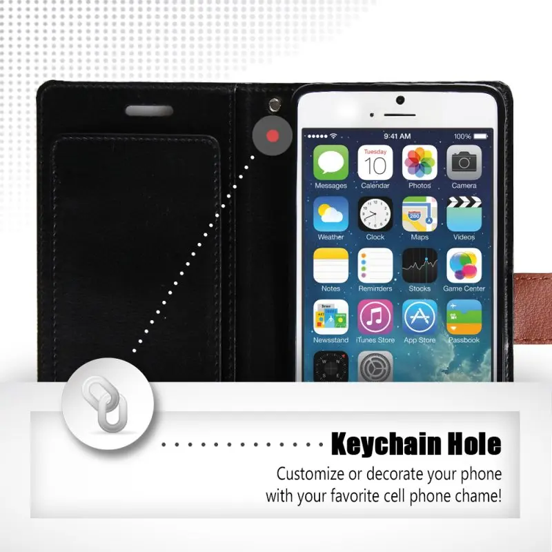 Подлинная Mercury Goospery богатый дневник черный флип чехол бумажник для iPhone 5 5S se
