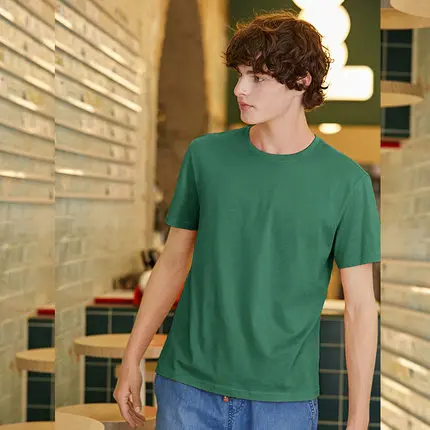Olive green SEMIR, летняя мужская футболка с коротким рукавом,, простая, круглый вырез, стрейч, одноцветная, новая верхняя одежда, трендовая футболка, Мужская Уличная одежда, XS-2XL - Цвет: Olive green