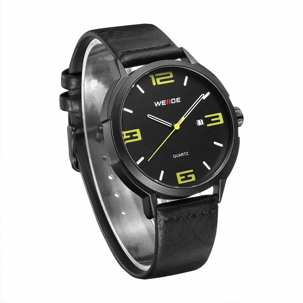 WEIDE Брендовые Часы Мужские Роскошные автоматические кожаные часы аналоговые