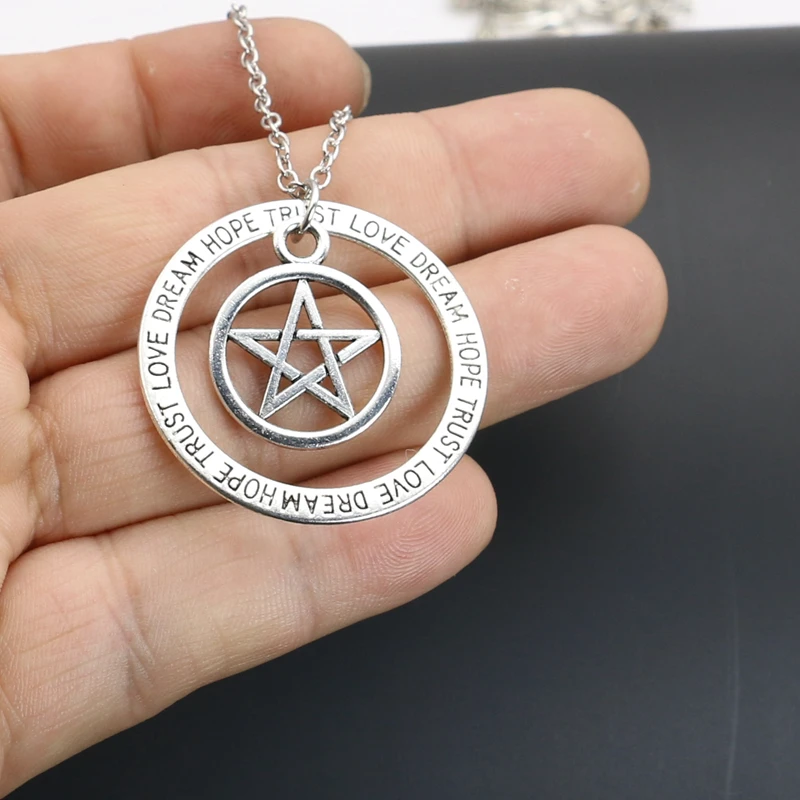 2020 New Fashion Antique Silver Plated Trust Dream Love Pendant Necklace Sweater Chain Korea Jewelry Making Craft DIY | Украшения и