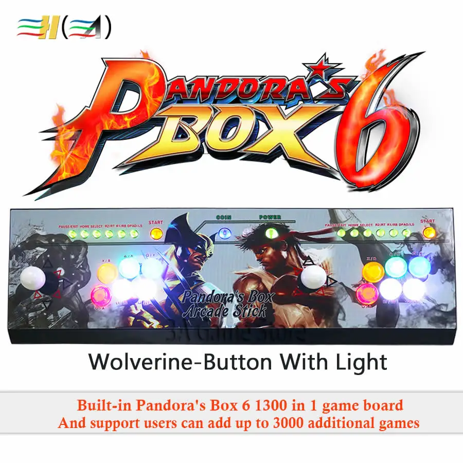 Pandora's box 6 1300 в 1 аркадная игровая консоль usb джойстик кнопки 2 игрока управляющая машина может добавить 3000 игр fba mame ps1 3d