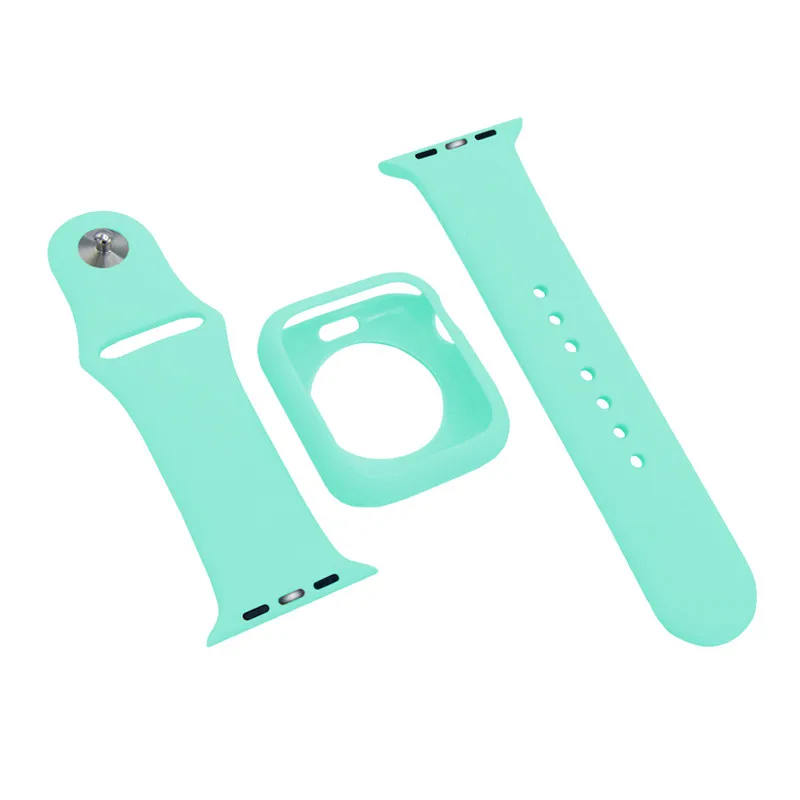 Mint Green Мягкий силиконовый ремешок для наручных часов Apple Watch полос 4/3/2/1 Спортивный браслета из нержавеющей стали смарт-браслет для наручных часов iwatch, 44/42/40/38 мм аксессуары ремень - Цвет ремешка: Mint Green