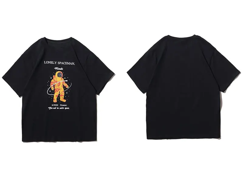 Lonely космонавта принт мужские футболки Harajuku Повседневное Swag футболки для повседневной носки мужской моды хип-хоп короткий рукав