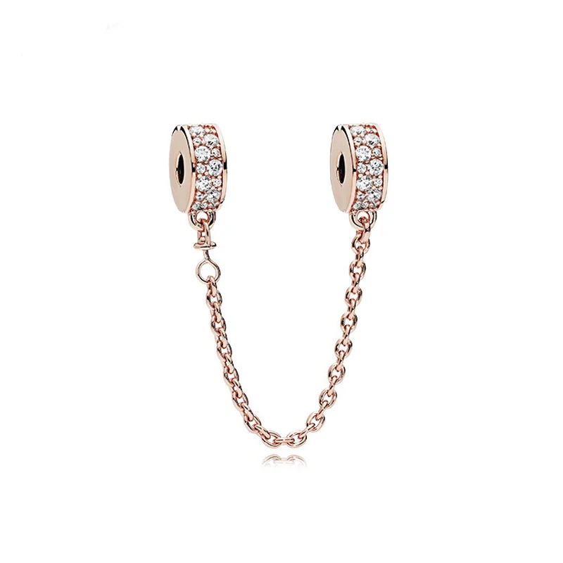 Rose Shine Elegance Новинка, сплав, бусина, Шарм-звезда, любовь, сердце, Микки, безопасная цепочка, роза, Золотая заглушка, подходит для женщин, Pandora, браслет, браслет, сделай сам, ювелирное изделие - Цвет: Rose Shine Elegance