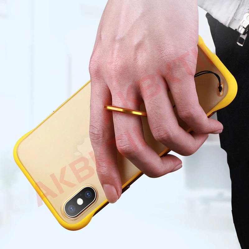 AKBKTII безборный матовый чехол для телефона iphone xr палец кольцо ремешок прозрачный