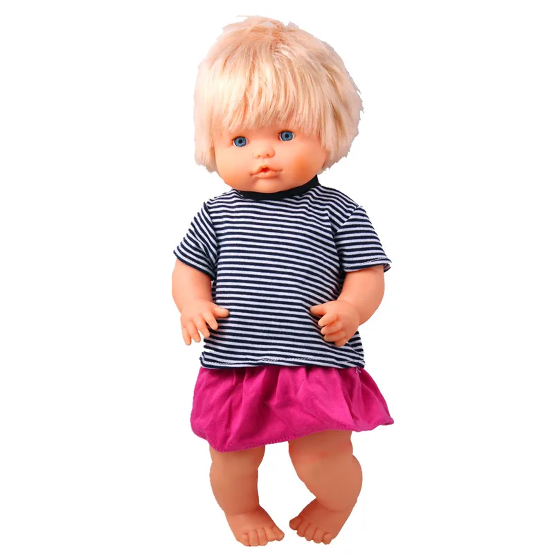 T-shirt skirt3 Одежда для кукол подходит 40 см 41 см Nenucos кукла Nenuco Ropa y su Hermanita Kawaii полосатая футболка и белые или черные штаны - Цвет: T-shirt skirt3