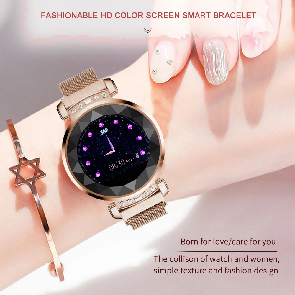 EXRIZU BM88 девушка Женщины Леди Женская модные часы Smart Watch Магнитный Нержавеющая сталь ремешок сердечного ритма крови Давление спортивный ремешок