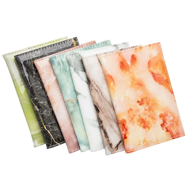 Обложка для паспорта кофейного мрамора из искусственной кожи цветная