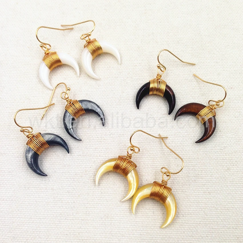 Женские серповидные серьги в виде полумесяца ракушки из натуральной кожи
