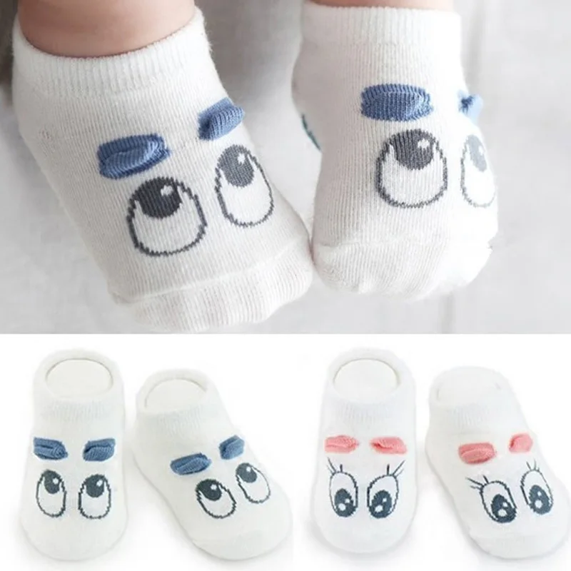 New Cotton Newborn Baby Socks Boys Girls Short Cute Three Dimensional Big Eyes Anti-slip Summer Infant Toddler | Детская одежда и