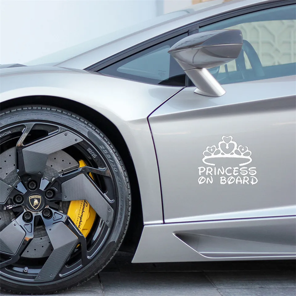 Принцесса на борту детская модная виниловая наклейка для автомобиля стиля мультфильма для автокатализатора мотоцикла автомобильная декорация деколь 17см*14см.