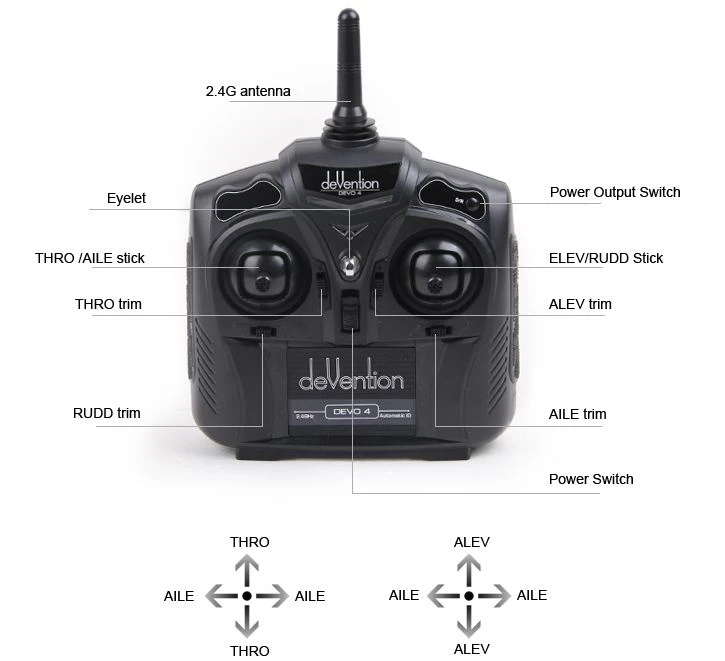 Walkera Devention Devo 4 2 ГГц 4CH RC передатчик Радиоконтроллер Devo4 модель 2|Детали и