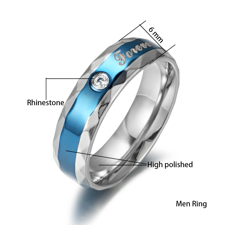 Классические обручальные кольца Rainso Romatic для мужчин и женщин с цирконом стразы