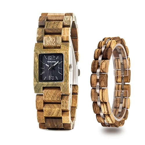 S02-3-S04-3 Reloj hombre BOBO BIRD женские часы деревянный браслет натуральное дерево, ручная работа женские часы наручные часы идея подарки - Цвет: S02-3-S04-3