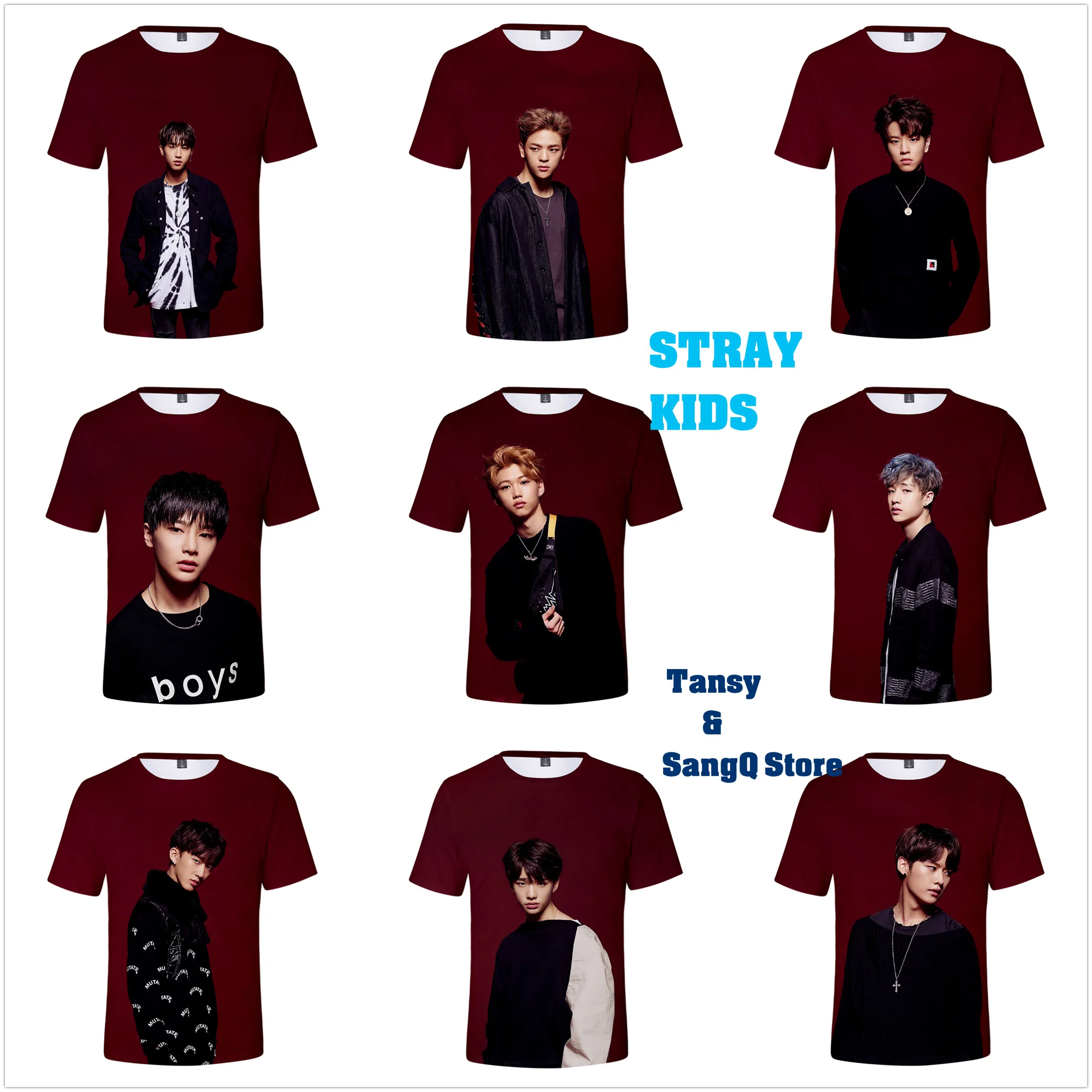 Женский пуловер с короткими рукавами Kpop Повседневный унисекс круглым вырезом и