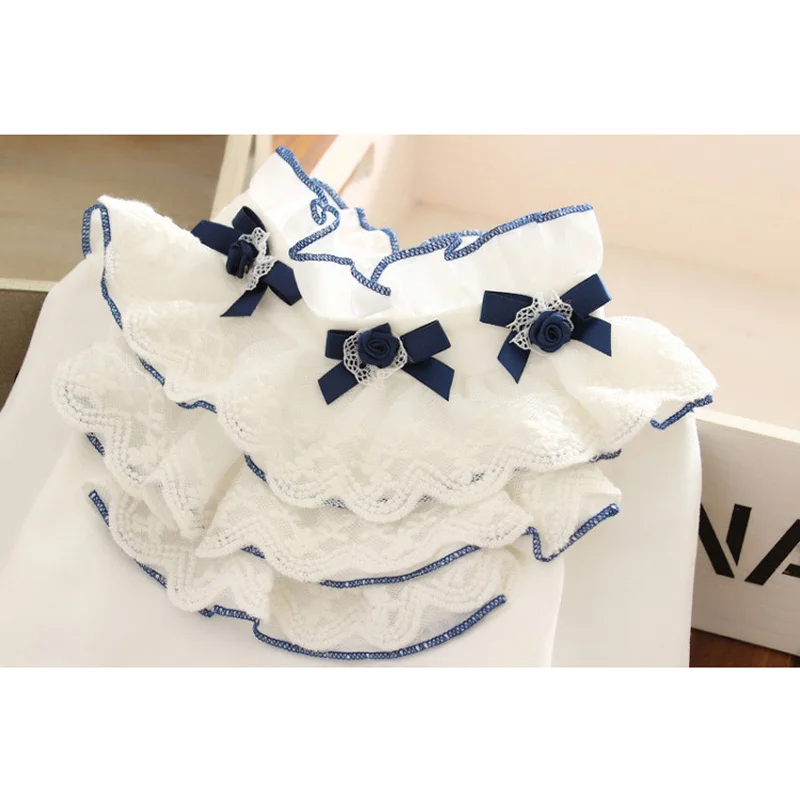 Детская кружевная блузка для девочек белая с длинными рукавами и оборками весна