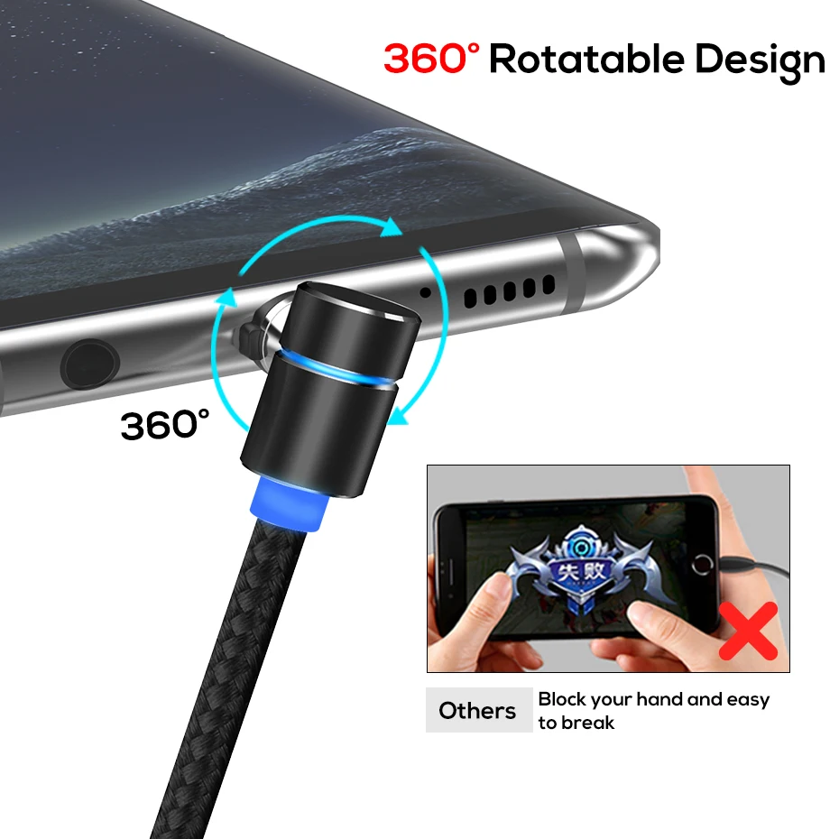 TOPK AM30 1 м и 2 м 90 градусов L Тип Магнитный кабель usb Тип C нейлоновая оплетка светодиодный индикатор type-C кабель для устройств USB C