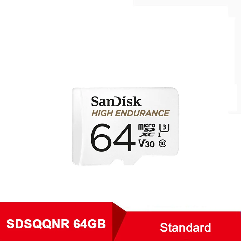 SanDisk карта памяти MicroSD карта памяти высокая выносливость MicroSD 32 Гб 64 Гб 128 ГБ до 100 м/с TF карта C10 U3 V30 Cartao De Memoria флешка - Емкость: SQQNR-64GB-Standard