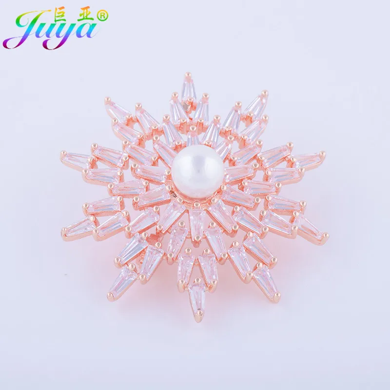 2017 Новый дизайн микро паве Цирконий медь Снежинка жемчуг брошь элегантные