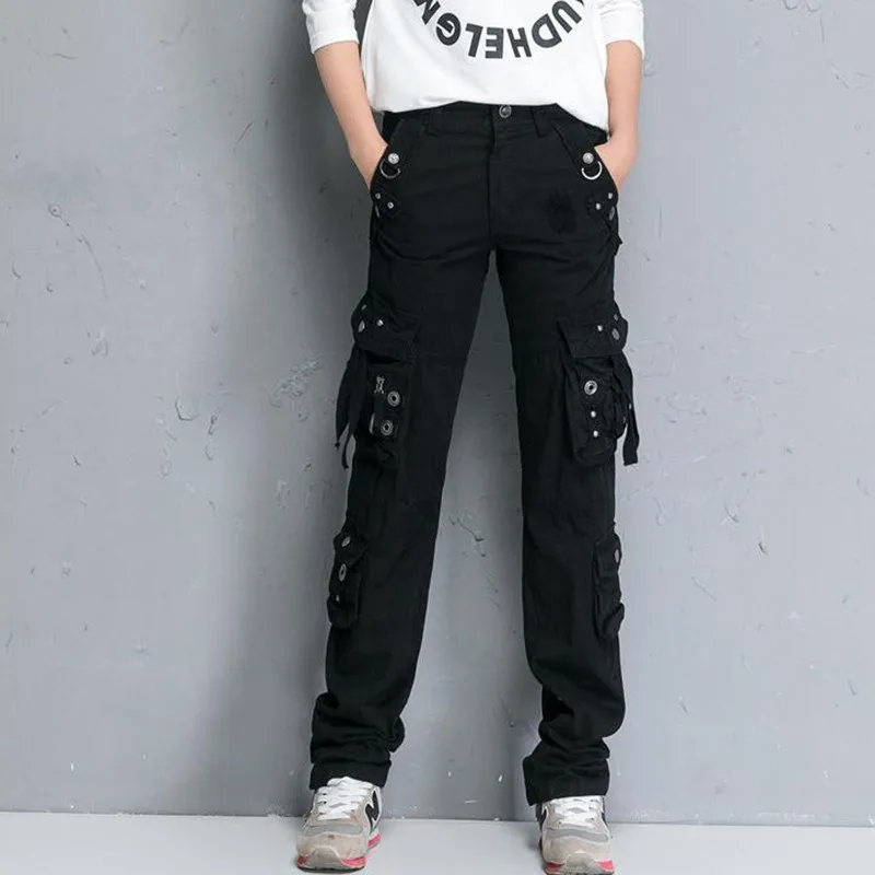 as picture Pantalon Femme, весна, женские прямые брюки-карго с несколькими карманами, женские модные тренировочные брюки, Pantalones Mujer, штаны, одежда - Цвет: as picture