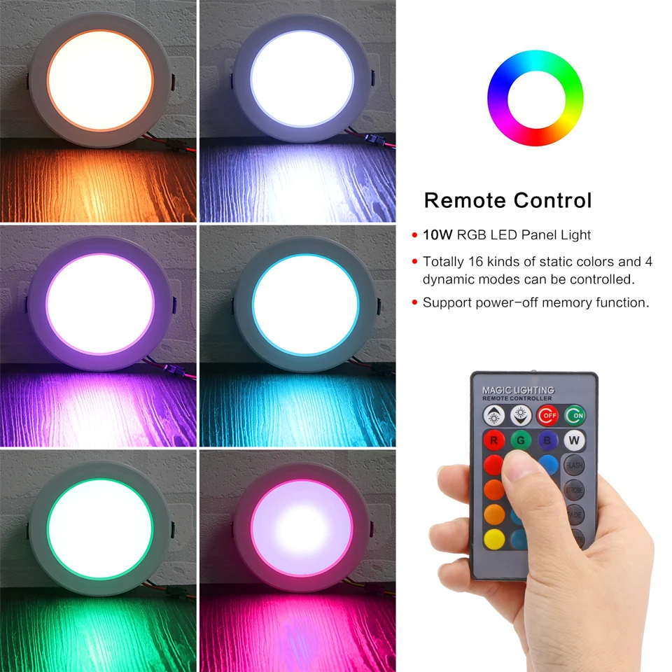 10 Вт круглая Светодиодная панель RGB потолочный светильник с дистанционным