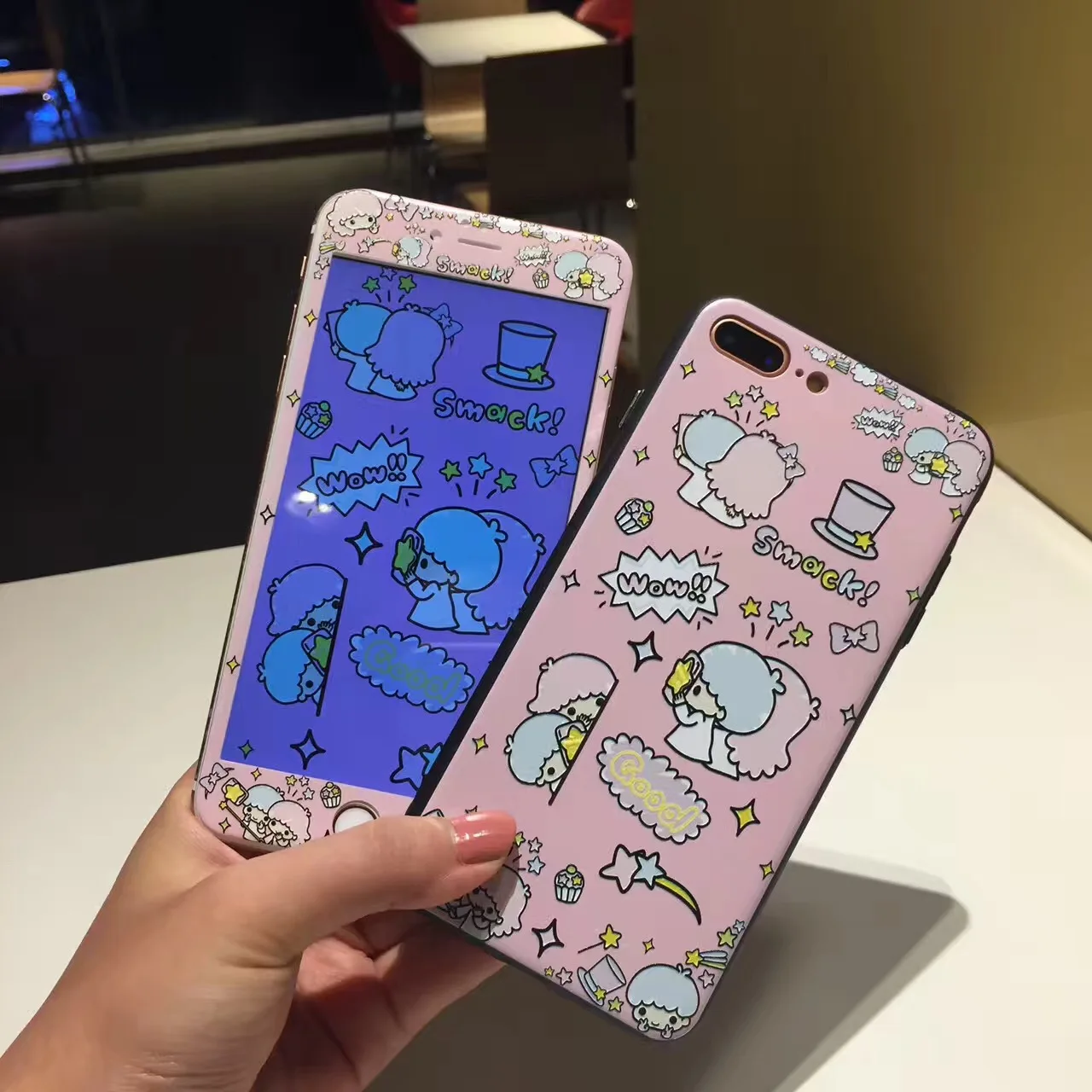 Мелодия две звезды шаблон для iPhone 6 6s 7 8 Plus жесткий чехол для телефона+ Защитная пленка для экрана из закаленного стекла