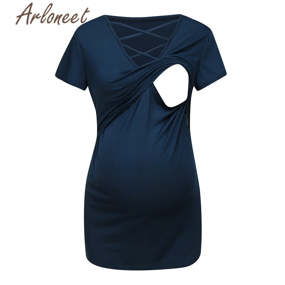 Женская одежда ARLONEET топы для беременных с коротким рукавом футболка большого