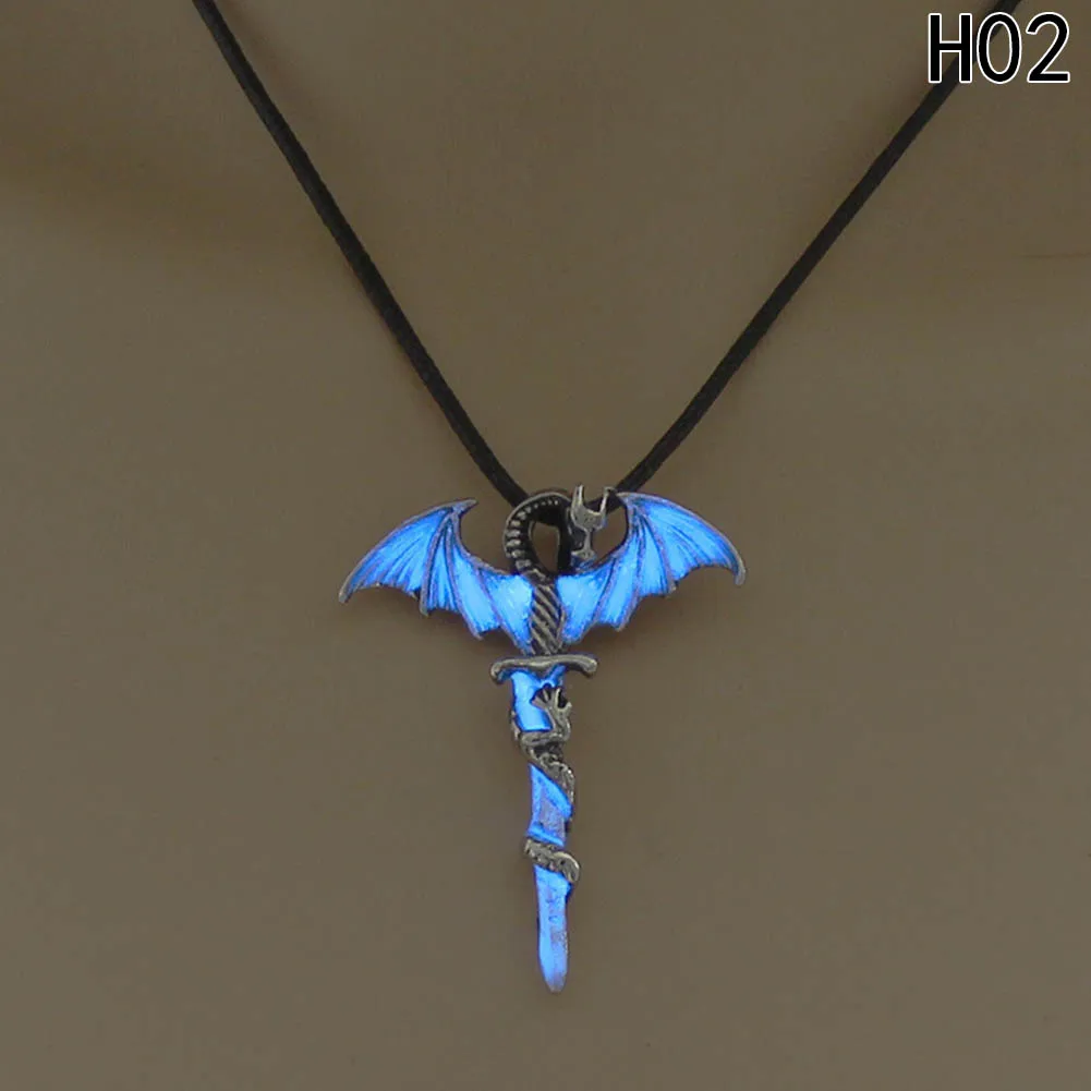 Дракон крест панк светящийся дракон подвески и ожерелья светится в темноте цепь