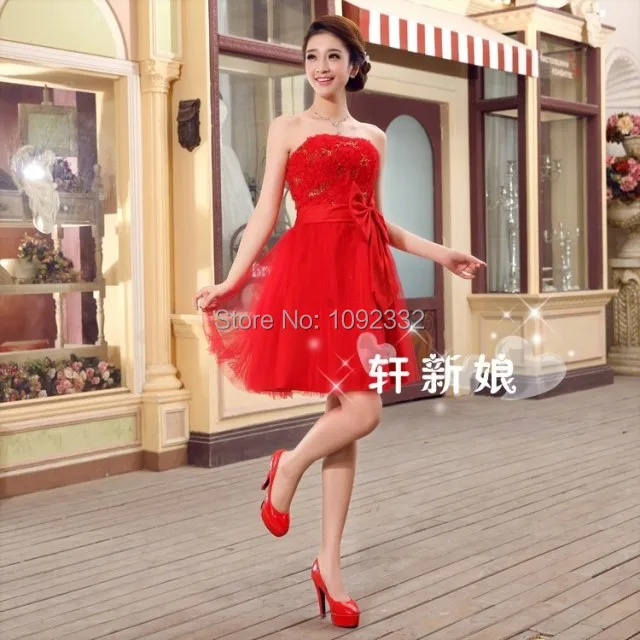 Женское свадебное платье размера плюс s красное короткое с открытой спиной на