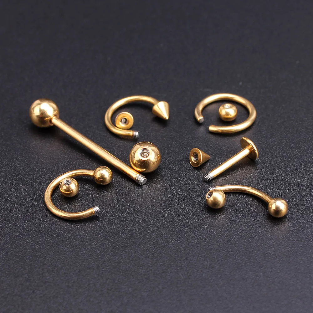 Женское кольцо для пупка Золотое с шариком/конусом/круглым золотым пупком