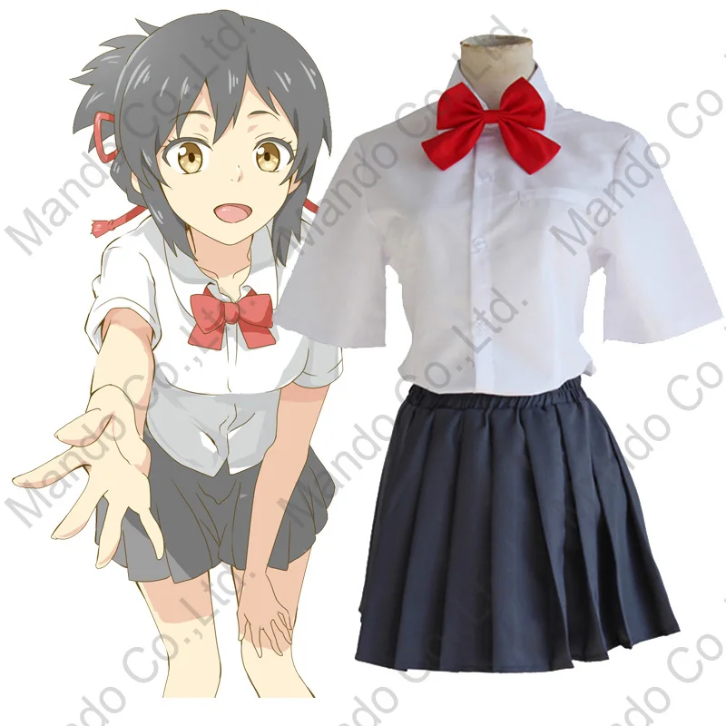 

Anime Your Name Miyamizu Mitsuha Cosplay Costumes Girls Cute School Uniform Dress Women Halloween Cosplay Party Outfit