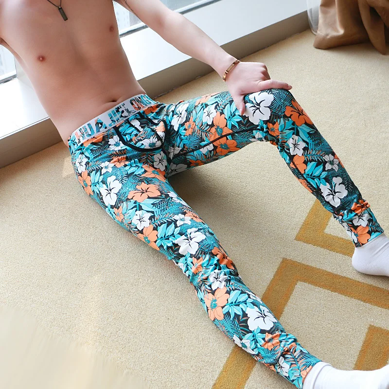 Штаны мужские эластичные тонкие с цветочным принтом | Мужская одежда