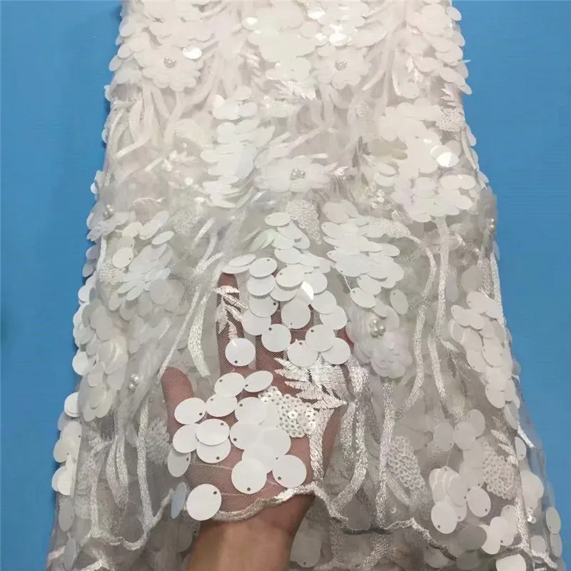 Нигерийские французские кружевные ткани 2019 африканский тюль 3d кружева блестки